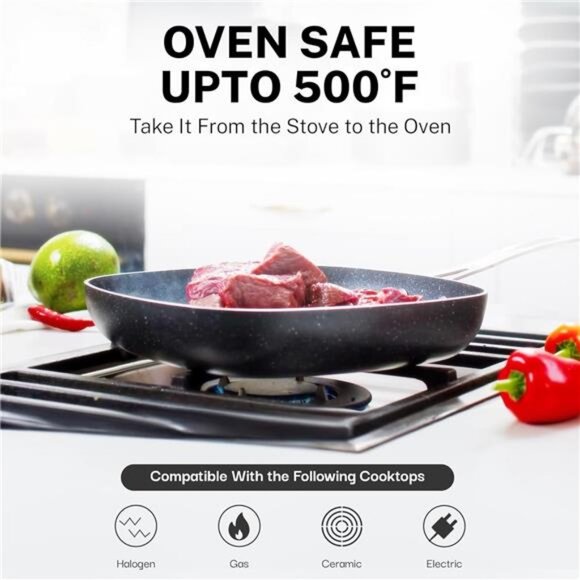 Granitestone 20 Pc Complete Pots and Pans Set Non Stick, Cookware Set with Deep - Picture 8 of 12